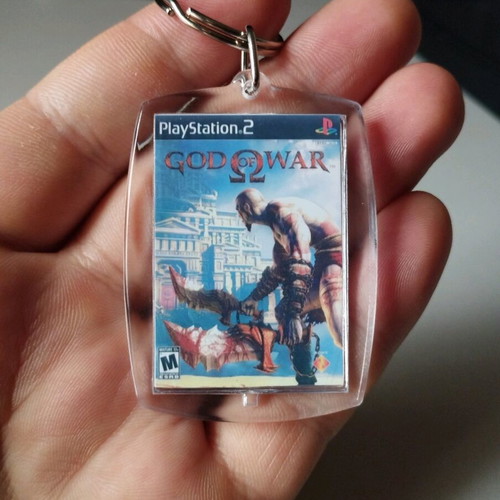 God of War PS2 keychain, acrylic