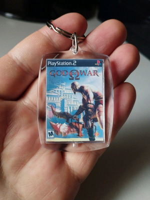 God of War PS2 keychain, acrylic