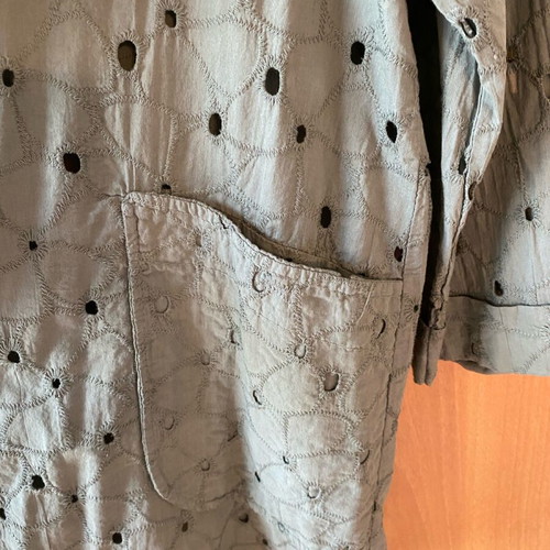 Celestino perforated long jacket new, green, 100% cotton