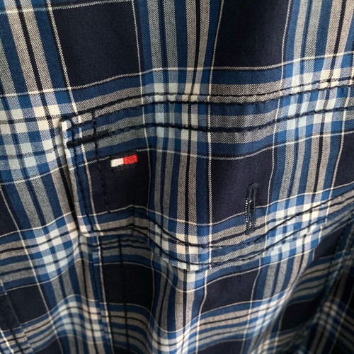 Tommy Hilfiger short-sleeve shirt Medium blue checkered like new