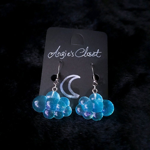 Blue cloud earrings new, stainless steel hooks