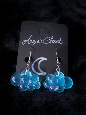Blue cloud earrings new, stainless steel hooks