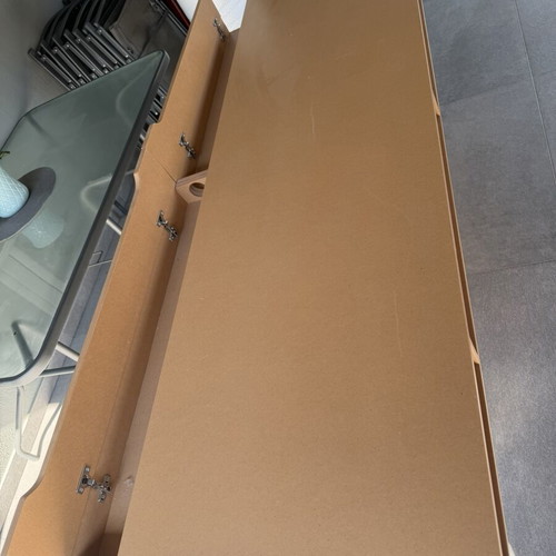 Wooden desk with storage compartments, modern design