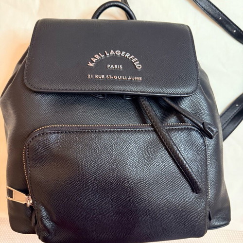 Karl Lagerfeld black backpack used with dust bag