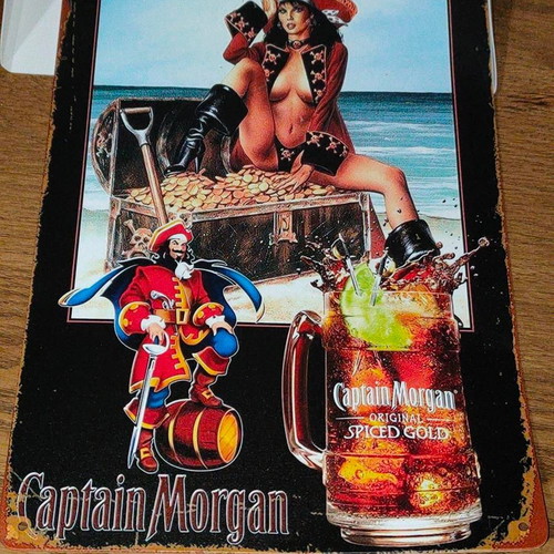 Captain Morgan Spiced Gold metal sign vintage, like new