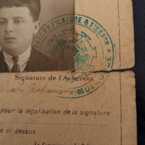 Student ID 1926 used, Greek student in Mulhouse France with photo and stamp
