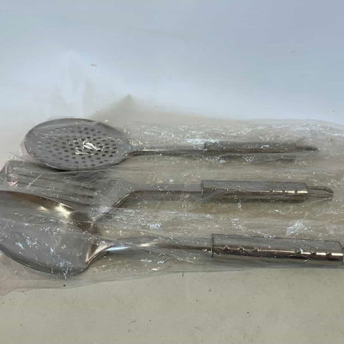 Set of 3 kitchen utensils, German inox 18/10 stainless steel, 31 cm