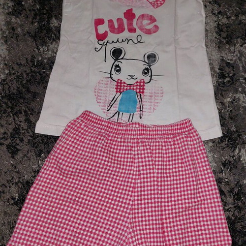 Harmony kids pajama set used, white and pink