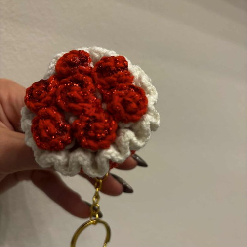 Crochet bouquet keychain handmade new
