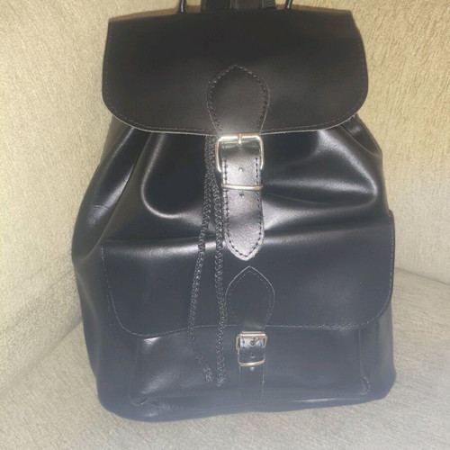 Leather backpack black new, handmade, shoulder bag