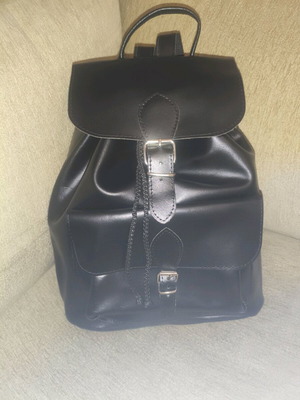 Leather backpack black new, handmade, shoulder bag
