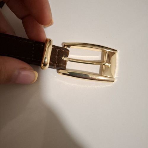 Thin women's belt dark brown with gold buckle new