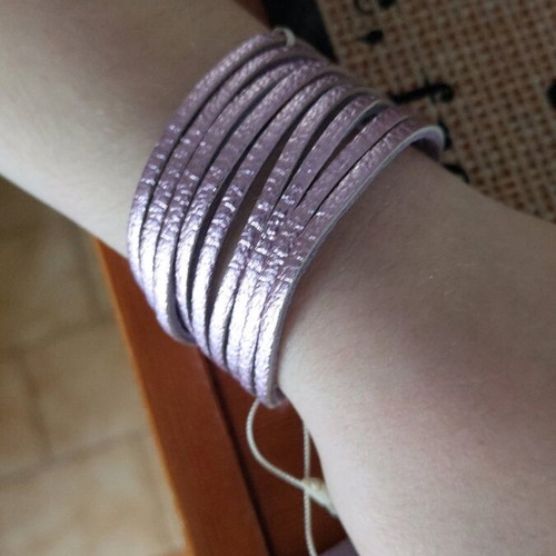 Leather bracelet purple new Greek made