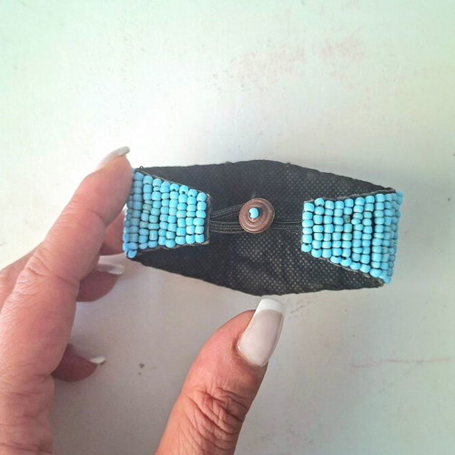 Handmade bracelet with turquoise beads and stones, vintage style