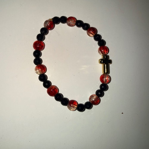 Bracelet charm with beads handmade, new, gold and multicolor