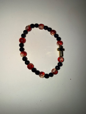 Bracelet charm with beads handmade, new, gold and multicolor