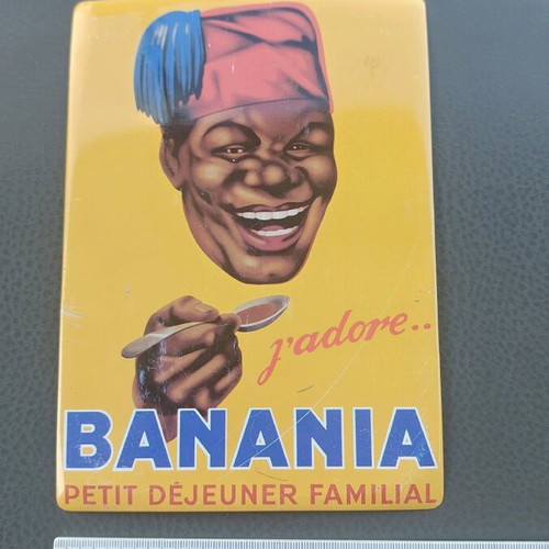Banania chocolate clouet editions metal sign used, vintage