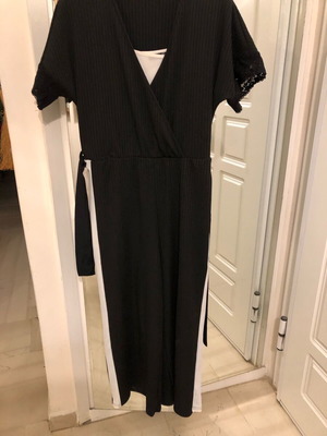 Abysse black one-piece with white stripes like new, sizes L-XL