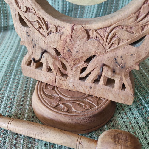 Handmade wooden gong musical instrument with bronze plate