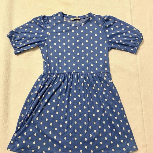 Stradivarius blue and white polka dot dress like new