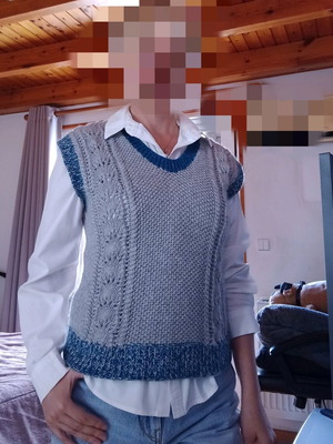 Handmade women's vest new, gray and blue, size S
