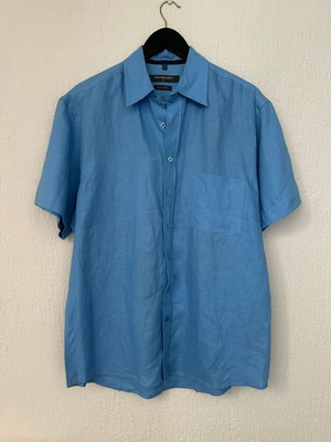 Linen shirt Jan Paulsen short sleeve size M like new, blue