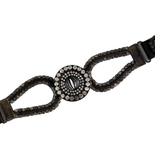 Leather brown belt with strass like new