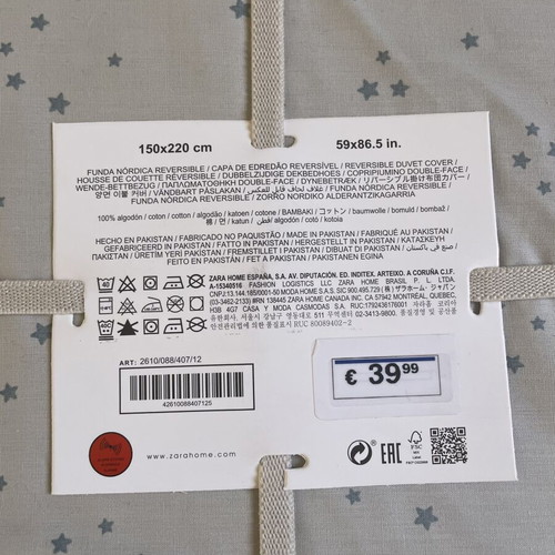 Zara Home duvet cover with stars, new, 150x220 cm