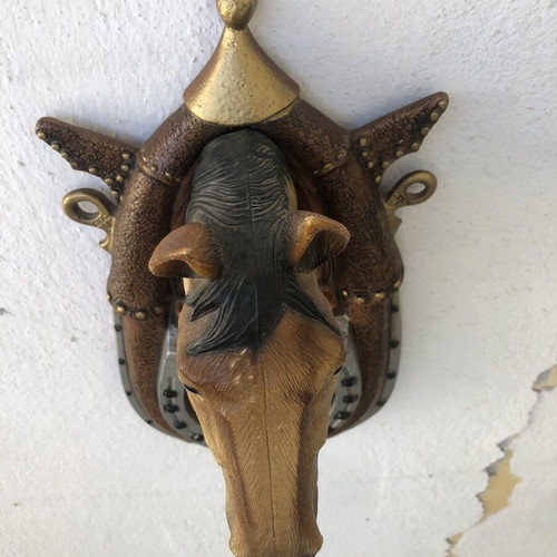 Vintage wall barometer with horse head, plastic PVC