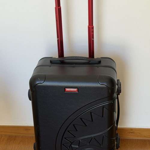 Sprayground limited edition carry-on luggage used, black