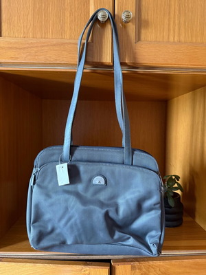 Fabric bag dark gray large hand-held new with many pockets