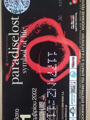 Paradise Lost concert ticket used photocopy 21-12-2002