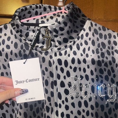Juicy Couture Grey Leopard Velvet Set New XS Size