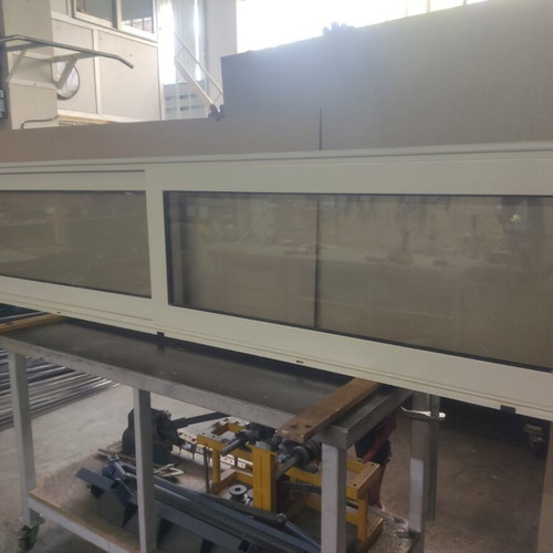 Aluminum window used, beige color, dimensions 287x65cm