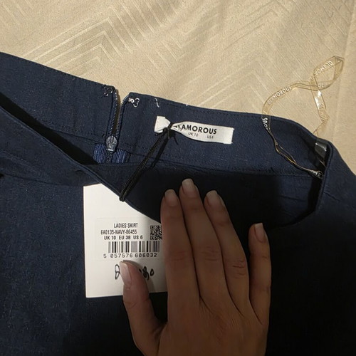 Mini skirt blue Glamorous new with missing button and flared hem