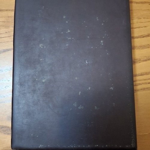 Leather notebook cover like new, black-bordeaux
