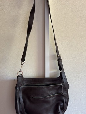Original Longchamp leather crossbody bag, brown
