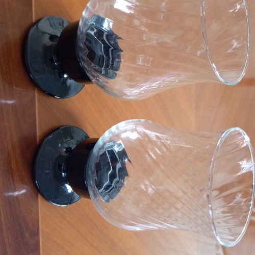 Vintage Arcoroc France glass hurricane candle holders set of 2