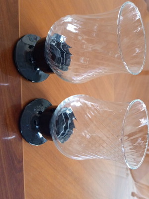 Vintage Arcoroc France glass hurricane candle holders set of 2