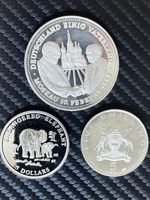 Silver coins new, set of 3, pure silver 999