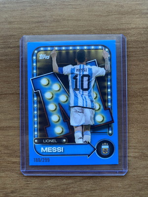 Lionel Messi 2025-26 Topps Argentina Team Set Name In Lights Blue /299 new