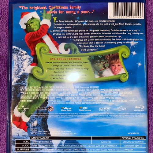 The Grinch Blu-Ray Disc like new, comedy with Greek subtitles