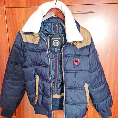 Geographical Norway jacket 12 years like new, blue with brown details