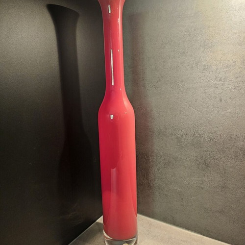 Royal Leerdam Ligne Libre red vase by Siem van de Marel 1993 like new
