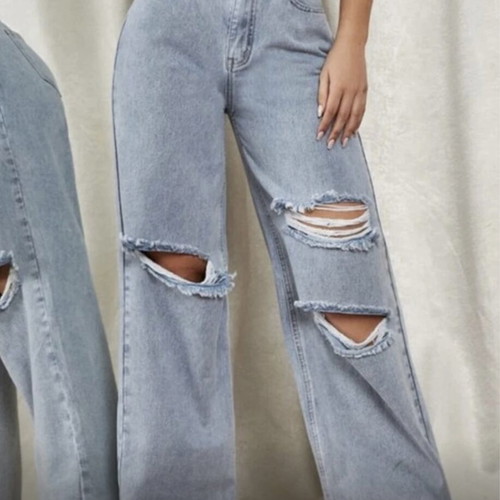 High-waisted pants with rips, like new, size M 38 10