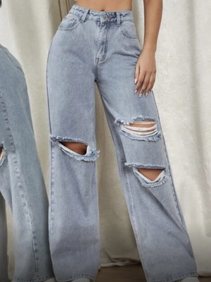 High-waisted pants with rips, like new, size M 38 10
