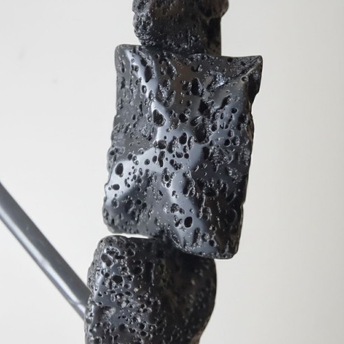 Vintage necklace made of volcanic lava 88cm like new, black