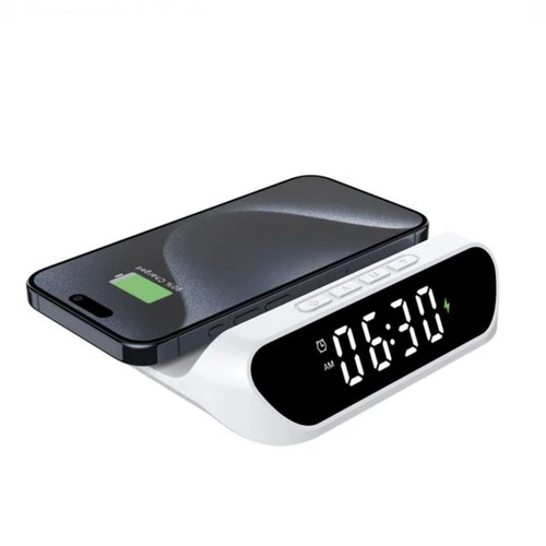 Alarm clock with wireless Qi charging 15W 3 in 1
