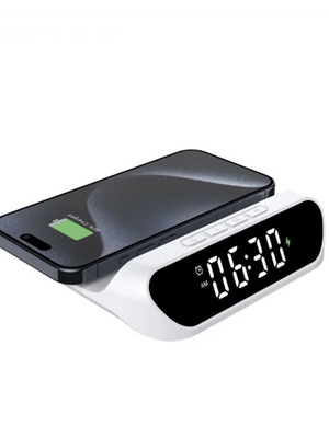 Alarm clock with wireless Qi charging 15W 3 in 1