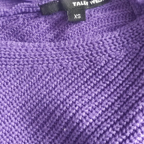 TALLY WEiJL Purple Knit Sweater with Lace-Up Back like New